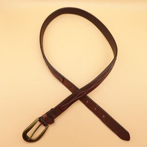 Liz Claiborne Leather Belt Womens Large Embossed Western Brass Buckle 1" width